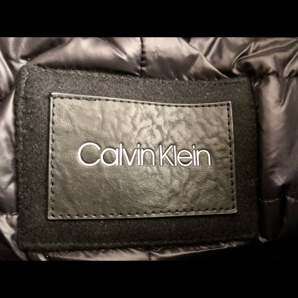 Calvin Klein men's outerwear wool car coat with faux leather detailing